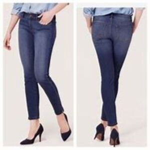 Ann Taylor LOFT Outlet Modern Skinny in Dark Wash Petite Mid Rise Denim Jeans-2P